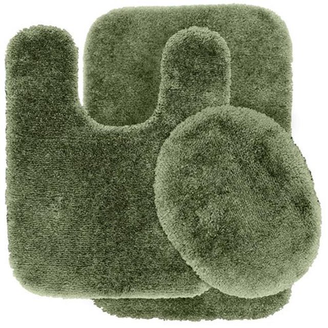 Garland Rug PRE-3pc-08 Finest Luxury Ultra Plush Washable Nylon Bathroom 3 Piece Rug Set Deep Fern