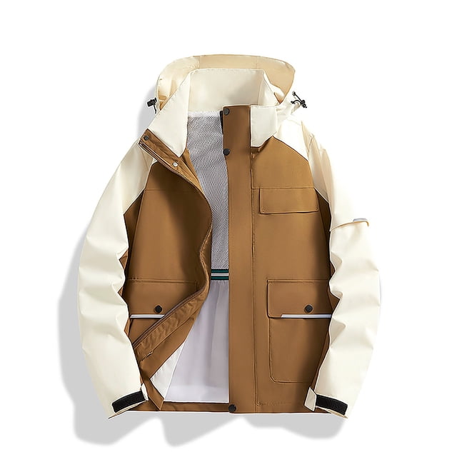 RXIRUCGD Manteau Veste Mode Ajustée à Capuche à Cordon avec Coutures pour Homme, Café, Taille : 2TG