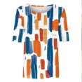 thumbnail image 4 of Pisexur Hauts pour Femmes, Hauts d'Été pour Femmes, Hauts de Sortie pour Femmes, Hauts pour Dames, T-shirt Mode Féminine Col Rond Plissé Manches 3/4 Ample Manches Courtes Orange, 2TG, 4 of 7