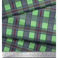 thumbnail image 2 of Soimoi Green Rayon Crepe Fabric Check Check Print Sewing Fabric Yard 46 Inch Wide, 2 of 5