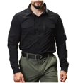 thumbnail image 2 of Men's Fashion Casual Solid Color Buttons Pockets Long Sleeve Turndown Collar Blouse RXIRUCGD Noir, Taille: L, 2 of 6
