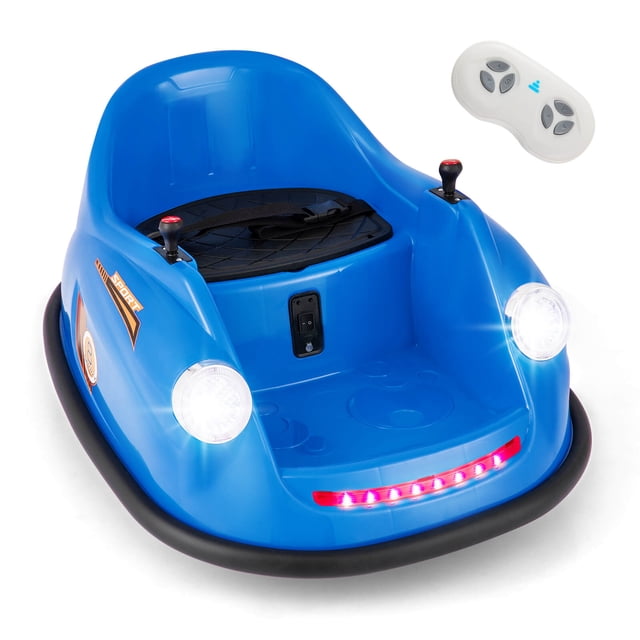 Costway Auto Tamponneuse pour Enfants avec Télécommande en Bleu Marine, Jouet à Chevaucher à Pile avec Deux Moteurs de 10000 Tr/min, Lumières DEL et Pare-Chocs Épais pour la Sécurité. Offre des Rotations à 360 Degrés, Siège Ergonomique, Ceinture de Sécurité et Télécommande pour l'Interaction Parentale. Convient aux Enfants de 2 à 5 Ans.