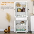 thumbnail image 4 of HOMCOM 63" Kitchen Pantry Storage Cabinet w/Adjustable Shelves Glass Door, 4 of 9