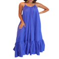thumbnail image 2 of Robe Longue d'Été Décontractée et Fluide pour Femmes avec Poche, Bretelles Spaghetti, Encolure Dégagée, Ample, pour la Plage, 2 of 5