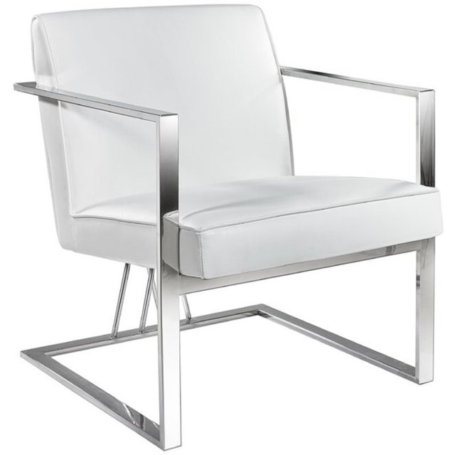 Home Gear Elias Chaise d'Appoint en Similicuir de Transition en Argent