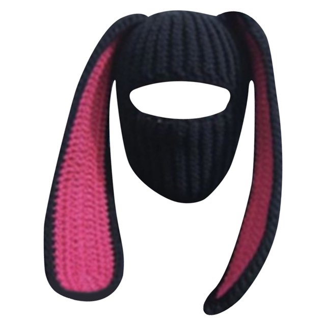 Fgnfyis Rabbit Ear Hat Autumn and Winter Neck Knitted Hat Bomber Hats Hot Pink