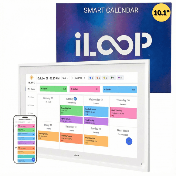 iLoop 10.1” Digital Calendar 32GB | 3 Modes: Calendar, Wi-Fi Photo and Video Frame & Art Gallery | Touchscreen