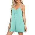 thumbnail image 1 of AherBiu Wide Leg Short Jumpsuits for Women Sleeveless Spaghetti Strap Summer Boho Rompers with Pockets, 1 of 7