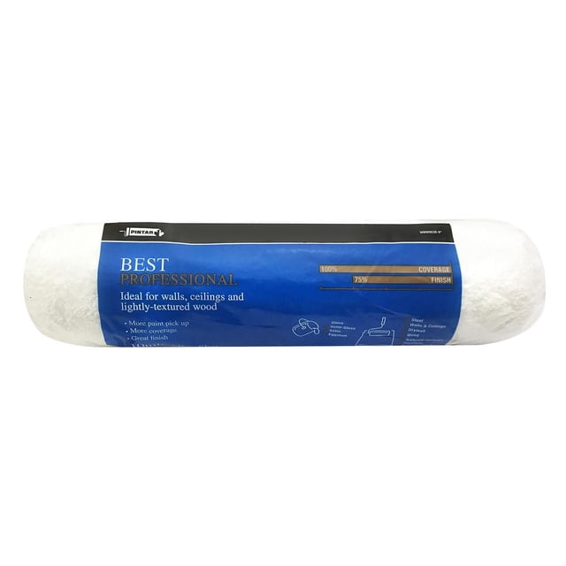 Pintar Rouleau en Microfibre de 10 mm avec Housse en Microfibre Blanche et Étiquette Bleue, Idéal pour Murs, Plafonds et Bois à Texture Légère. Cet Applicateur de Peinture Offre une Meilleure Prise et Couvrance de la Peinture pour une Finition Lisse sur les surfaces Intérieures.
