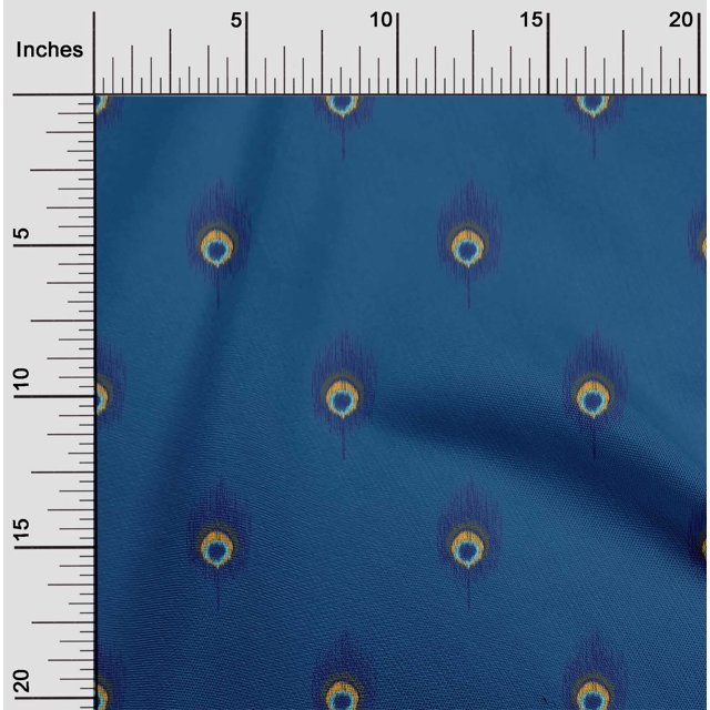 oneOone Cotton Flex Fabric Peacock Feather Ikat Printed Craft Fabric BTY 40 Inch Wide