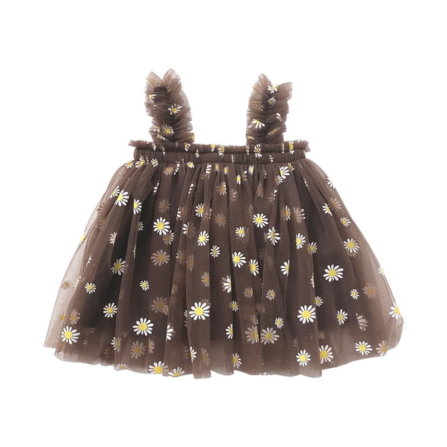 Cameland Robe d'Été Mignonne pour Bébés Filles, Douce, à Bretelles, Sans Manches, Imprimée de Fleurs, en Dentelle