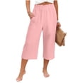 HongQid Pantalon Capri à Jambe Grand pour Femme en Mélange de Lin — free download
