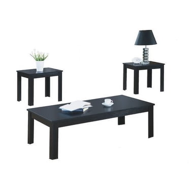 Monarch Specialties Table Set, 3pcs Set, Coffee, End, Side, Accent, Living Room, Laminate, Black, Transitional