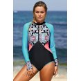thumbnail image 2 of POGLIP Maillot de Bain de Surf pour Femmes à Manches Longues à Fermeture Éclair, Protection UV, Imprimé, 2 of 6