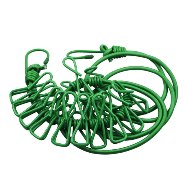 Cqxid Fixing Clip Under $5 Portable Outdoor Clothesline With 12 Clothespins Beach Windproof Clothes Rack Super Elastic Clothesline