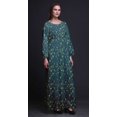 thumbnail image 4 of Bimba Moss Georgette Ranunculus & Sweetpea Leaves Print Womens Long Elastic Waist Casual Summer MaxiDress-XXX-Large, 4 of 5