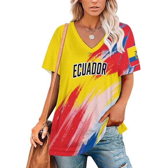 Chandail de Soccer Équateur pour Femmes 2026, Fans de Soccer, avec Drapeau de Nation, Chandail Aussi Personnalisé