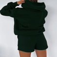 thumbnail image 4 of Casual Solid Color Hooded Sweatshirt and Loose Shorts Set for Women, 4 of 7