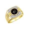 thumbnail image 3 of RYLOS Mens Rings 14K Yellow Gold Designer Round Gemstone &  Sparkling Diamond Ring Black Star Sapphire March Birthstone Rings For Men, Men's Rings, Gold Rings Sizes 8 - 13, 3 of 7