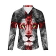 thumbnail image 4 of TIMIFIS Men's Shirts Cross Long Sleeve Button Down Shirts Cross Print Casua Shirts Top-RedFall, 4 of 5