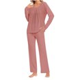 thumbnail image 1 of Timegard Ensembles de Pyjamas pour Femmes Confortables, Haut à Manches Longues Froncé à Col Rond et Pantalon, Tenues de Pyjama Amples pour l'Automne, 1 of 6