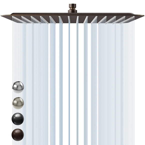 SR SUN RISE Luxury 16 Inch Extra Large Square Stainless Steel Shower Head High Pressure Rainfall Showerhead Ultra Thin Water Saving Oil Rubbed Bronze 2.5 Gpm