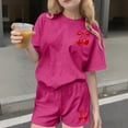 thumbnail image 2 of Robe d'Été avec Manches Ensemble de Loisirs d'Été pour Enfants Col Rond Manches Courtes Haut et Shorts Ensemble Deux Pièces Mignon Ensemble d'Été, 2 of 6