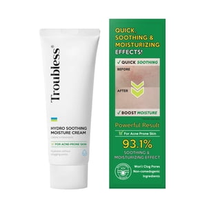 Troubless Hydro Soothing Moisture Cream - Deep Hydration & Skin Barrier Cream For Face W/ 10 000 Ppm Panthenol & Tea Tree 4-Terpineol - Soothing & Non-Greasy Face Moisturizer (2.36 Fl Oz)