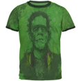 thumbnail image 1 of Halloween Frankenstein Raver Horror Movie Monster Mens Ringer T Shirt, 1 of 2