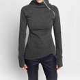 thumbnail image 3 of pxiakgy blouses pour Femmes blouse Décontractée Unie à Manches Longues Chandail Col Roulé Chandail à Fermeture Éclair Gris Foncé + us:4, 3 of 9