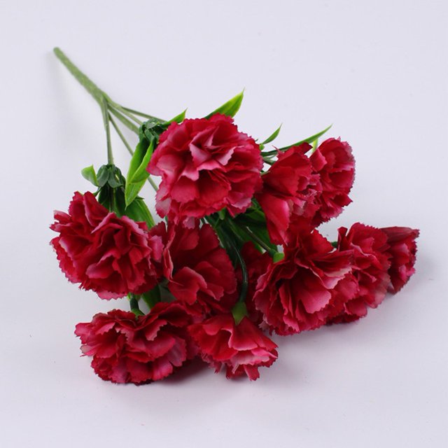 11Head Carnation Artificial Flowers Plastic Fake Plants Home Party Wedding Decor