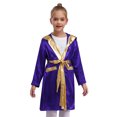 thumbnail image 2 of Moggemol Kids Girls Boys Boxer Clothes Boxing Robe And Print Shorts Gloves Set For Mma Kickboxing Purple 10, 2 of 7