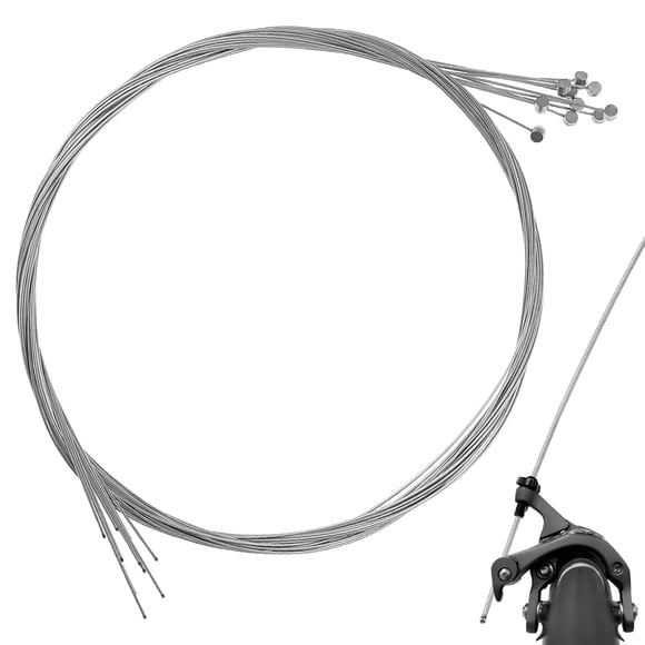 BRIGHTFUFU 10Pcs Bicycle Brake Cable Set Silver Zinc Steel Wire for Universal Bike Speed Control