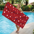 thumbnail image 2 of Fesfesfes Serviettes de Plage Rouges Blanches Bleues Quatre Juillet Décor Patriotique Extérieur Fournitures de Fête à la Piscine Motif Drapeau Grande Absorption Séchage Rapide, 2 of 2