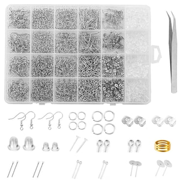 GUOOL Trousse de Fournitures pour Fabrication de Boucles d'Oreilles, Trousse de Fabrication de Boucles d'Oreilles 2682 Pcs, Fournitures pour Fabrication de Bijoux