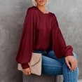 thumbnail image 4 of ZANZEA Chemises Décontractées en Soie à Manches Bouffantes à Col Rond pour Femmes, Blouse de Boîte de Nuit, Hauts, 4 of 8