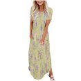 thumbnail image 1 of Ovzne Robes pour Femmes 2025 Robe Mode Robe Décontractée pour Femmes Imprimée à Manches Courtes Col Rond Robe avec Poches Grande Taille Robe Maxi à Manches Courtes Imprimée Liquidation, 1 of 5