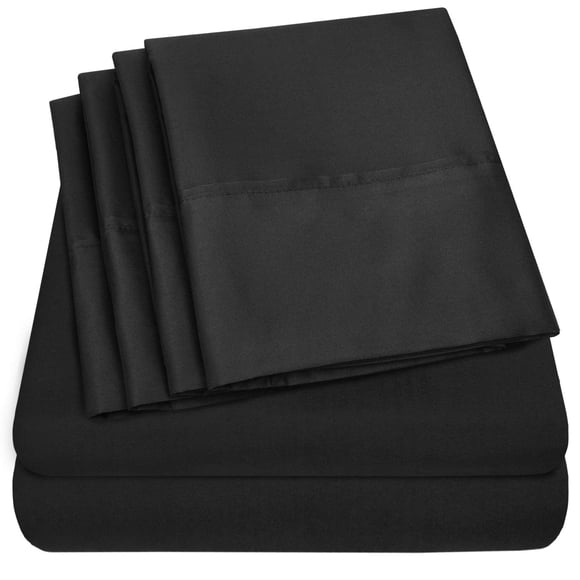 Twin Size Bed Sheets - 4 Piece 1500 Supreme Collection Fine Brushed Microfiber Deep Pocket Twin Sheet Set Bedding - 1 Extra Pillow Cases Great Value Twin Black