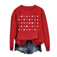 thumbnail image 5 of Penkiiy Chandail à Imprimé Cœur pour Femme, Manches Longues, Col Ras du Cou, Décontracté, Ample, Style Vintage, Chandail Graphique « Love », Hauts, S, Rouge, 5 of 5