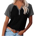 thumbnail image 2 of CEHVOM Fashion Woman V-Neck Short Sleeve Tops T-Shirt Summer Button Loose Blouse, 2 of 4