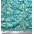 thumbnail image 1 of Soimoi Blue Poly Georgette Fabric Cedar Leaves Print Sewing Fabric BTY 52 Inch Wide, 1 of 3