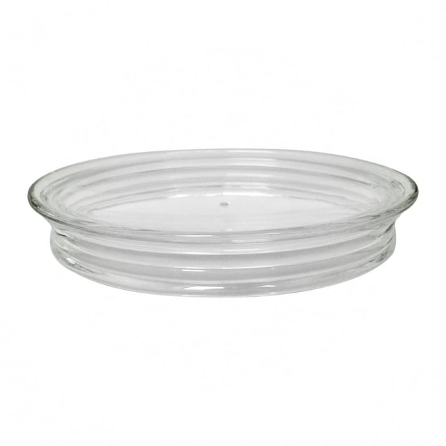Mainstays Porte-Savon à Étiquette Grise avec un design Rond, Clair et Peu Profond avec des Nervures Concentriques, Idéal pour Accessoires de Comptoir de Salle de Bain et de Cuisine, durable et Facile à Nettoyer.