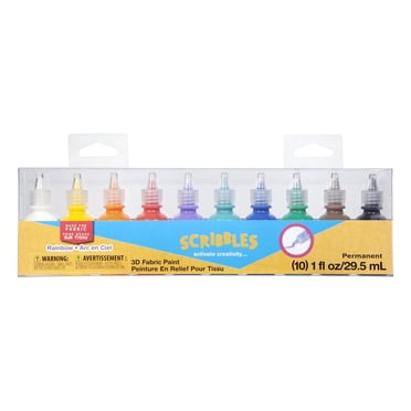Scribbles 1 fl. oz. 3D Fabric Paint 10 pack Rainbow, Dimensional Fabric Paint, Great for b=Beginners, Family Crafts & School Projects