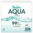 thumbnail image 2 of Pampers Aqua Pure Baby Wipes, 99% Water, Fragrance Free, 336 Baby Wipes Total (6X Flip-Top Packs), 2 of 23