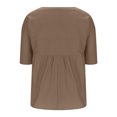thumbnail image 5 of Liquidation d'Économies! Hauts pour Femmes Grande Taille, Blouse d'Été à Manches Courtes pour Femmes, Chemisiers Unis pour Femmes Raglan à Manches Mi-Longues à Col en V Patchwork Haut Plissé, 5 of 5