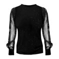 thumbnail image 4 of Pxiakgy Vente Chaude!! T-Shirt à Manches Longues en Maille Pailletée Col Rond Décontracté Noir TTG, 4 of 9