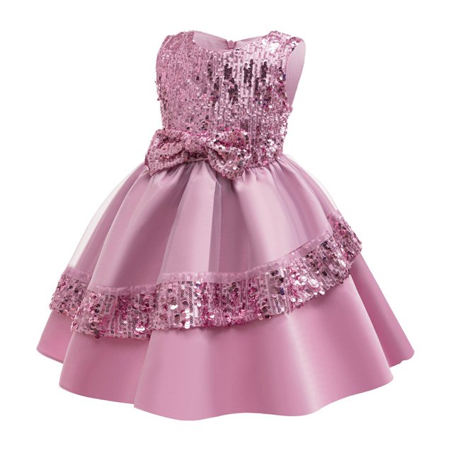 Liquidation et Promo, Robe de Princesse en Dentelle, Formelle en Maille, à Manches Longues, Col Rond, Fête pour Fille, Élégante, Tenue Formelle Style Chic/polyester, Violet, Sopatenor