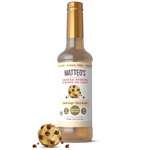 Matteo's Sirop Aromatisant Sans Sucre pour Café, Pâte à Biscuits, Délicieux Sirop de Café, 0 Calories, 0 Sucre, Compatible Keto (750mL, Bouteille Unique)