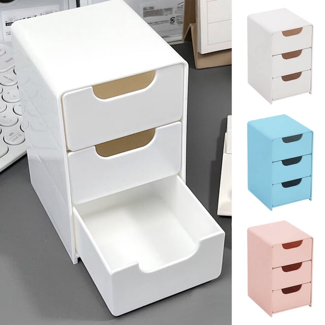 SSZMDLB 3Pcs Plastic Drawer Organizer Stackable Storage Box Sliding Drawer Unit For Desktop Bedroom Office Kitchen Bathroom Dorm Under Sink Closet