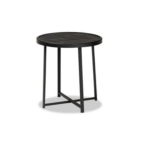 Baxton Studio Sadiya Industrial Black Metal Outdoor Side Table